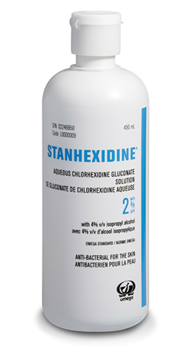 Stanhexidine 2% Chlorhexidine Gluconate (CHG) w/v with 4% Isopropyl Alcohol (IPA) Aqueous Antiseptic Solution, 450ml bottle, each