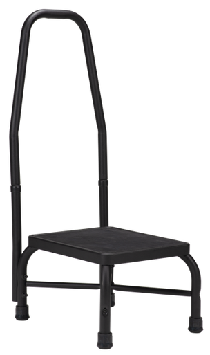 Bariatric Step Stool with Handrail, Black, 500lbs Capacity