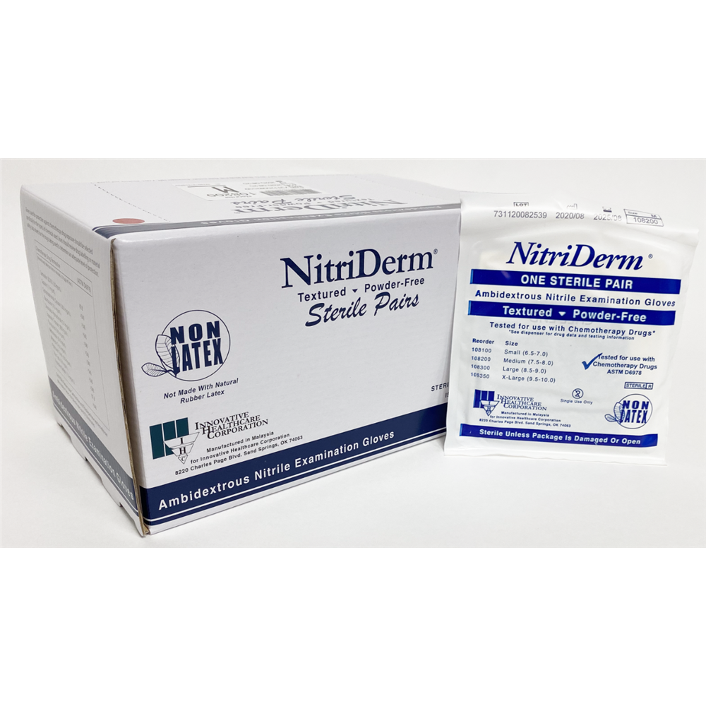 NitriDerm® Nitrile Sterile Exam Gloves, Pairs, Small
