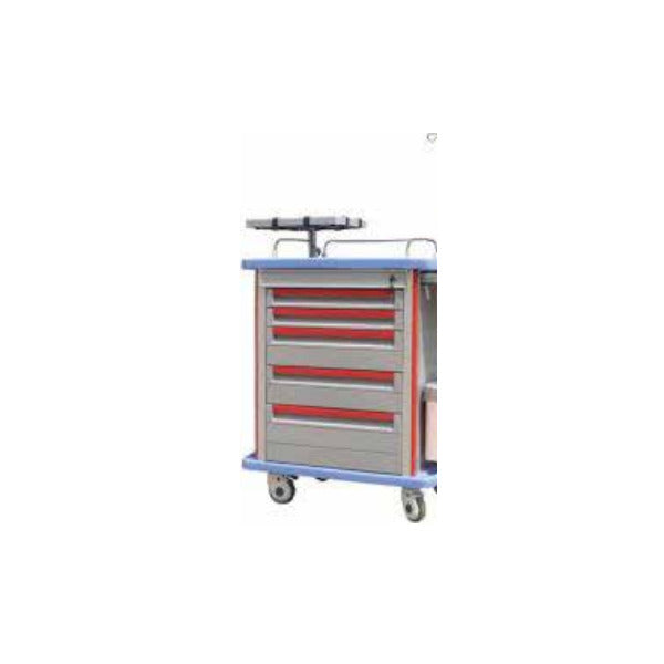 Emergency cart with five drawers