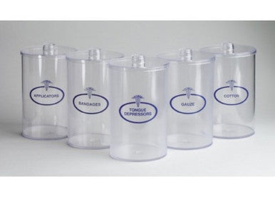 Sundry Jars, Clear Plastic, Labeled 5/Set