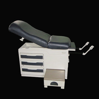 MedLife Manual Side Step Exam Table, Black Upholstery
