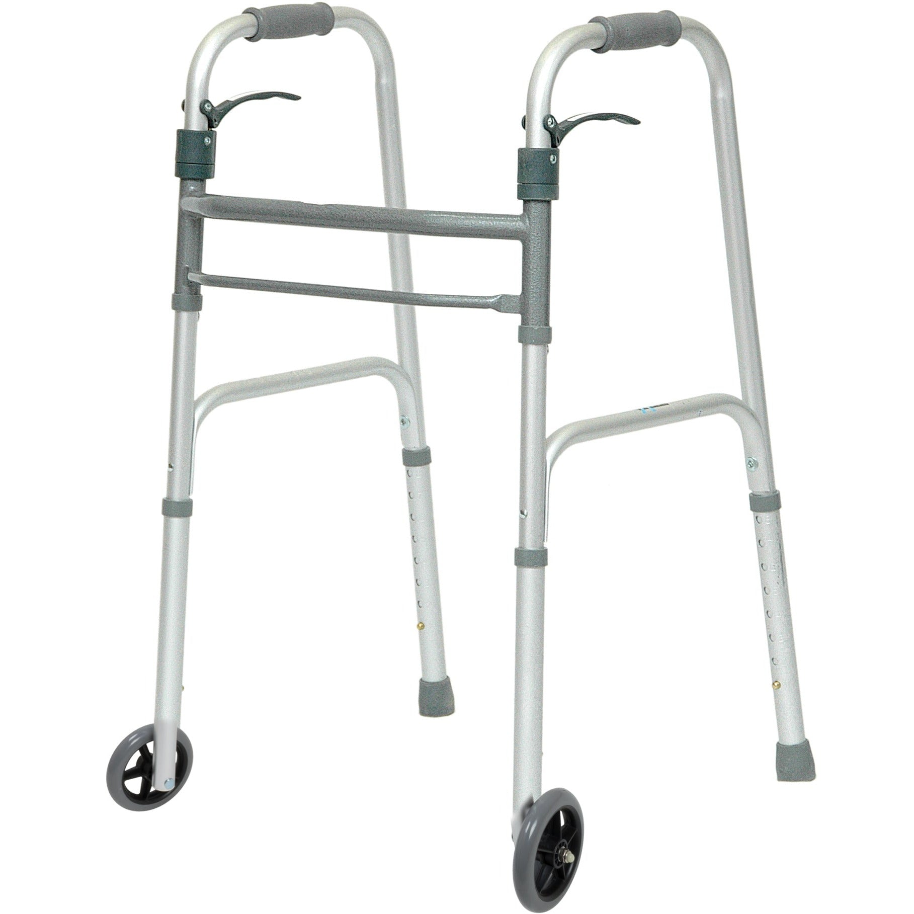 [quality-square:65968968532334] ProBasics Two-Button Folding Walker with Wheels and Roll-Up Seat