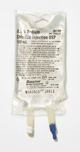 Baxter JB1302P Saline NaCl 0.9% Sodium Chloride Mini Bag 4x100ml/pkg. Non Returnable