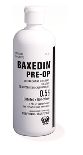 Baxedin Pre-Op 0.5% Chlorhexidine Gluconate 70% Isopropyl Alchohol - Untinted 500ml