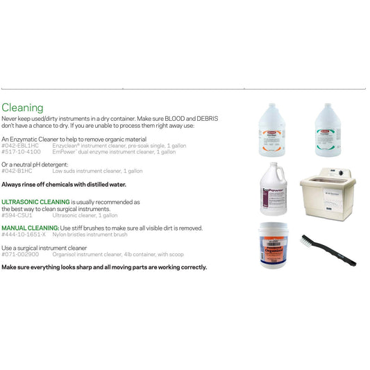 [quality-square:65971897696622] Never keep used/dirty instruments in a dry container. Make sure BLOOD and DEBRIS