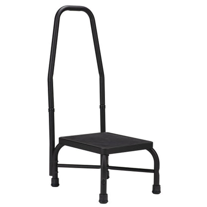 [quality-source-square:VMD10553] Bariatric Step Stool with Handrail, Black, 500lbs Capacity