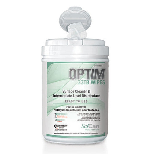 [quality-square:65971044483438] Optim 33TB Hydrogen Peroxide Disinfectant Wipes WIpes 0.5% Hydrogen Peroxide 6" x 7", 160/tub