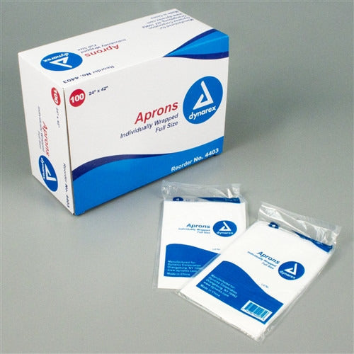 [quality-source-square:VMD4403] Fluid Impervious Poly Isolation Gown w/Thumb Plastic Apron 42" Length Loops Disposable