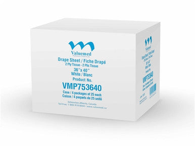 Valuemed Professional Exam Drape Sheet 36" x 40" 2ply Tissue 100/case