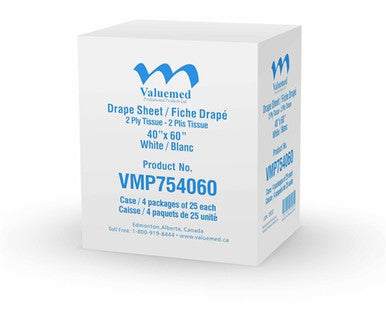 Valuemed Professional Exam Drape Sheet 40" x 60" 2ply Tissue 100/case