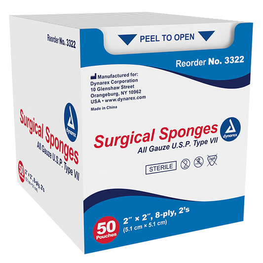 Sterile Surgical Gauze Sponges, 2 x 2 in, 8-Ply