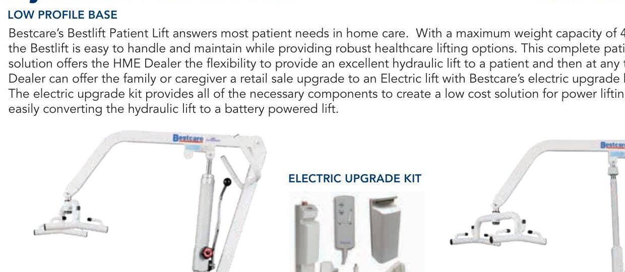 BestLift hydraulic patient lift with electric upgrade kit