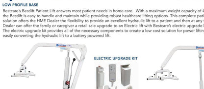 BestLift hydraulic patient lift with electric upgrade kit