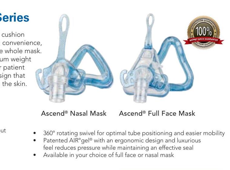 Sleepnet Ascend CPAP mask and replacement cushion family