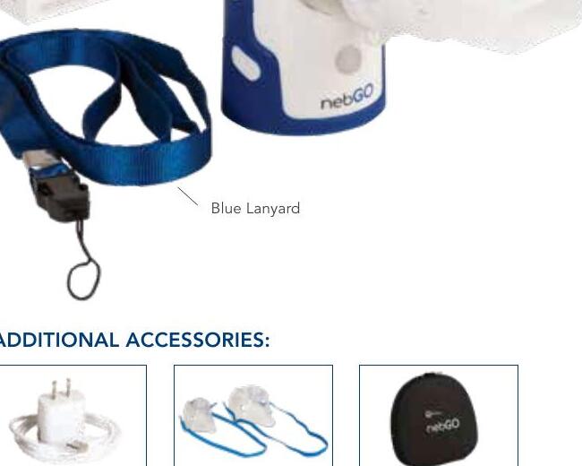 nebGO portable nebulizer power adapter and accessories