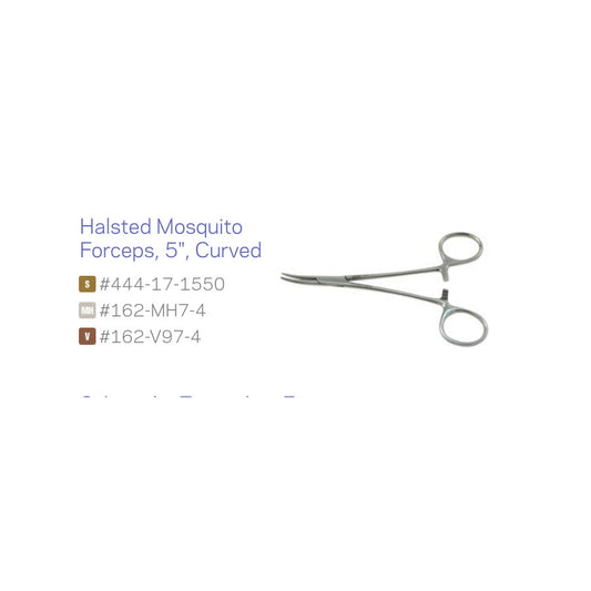 Stevens MDR catalogue Halsted mosquito and splinter forceps family