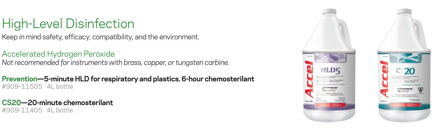 Accelerated hydrogen peroxide HLD5 and CS20 products from Stevens MDR catalogue page 8
