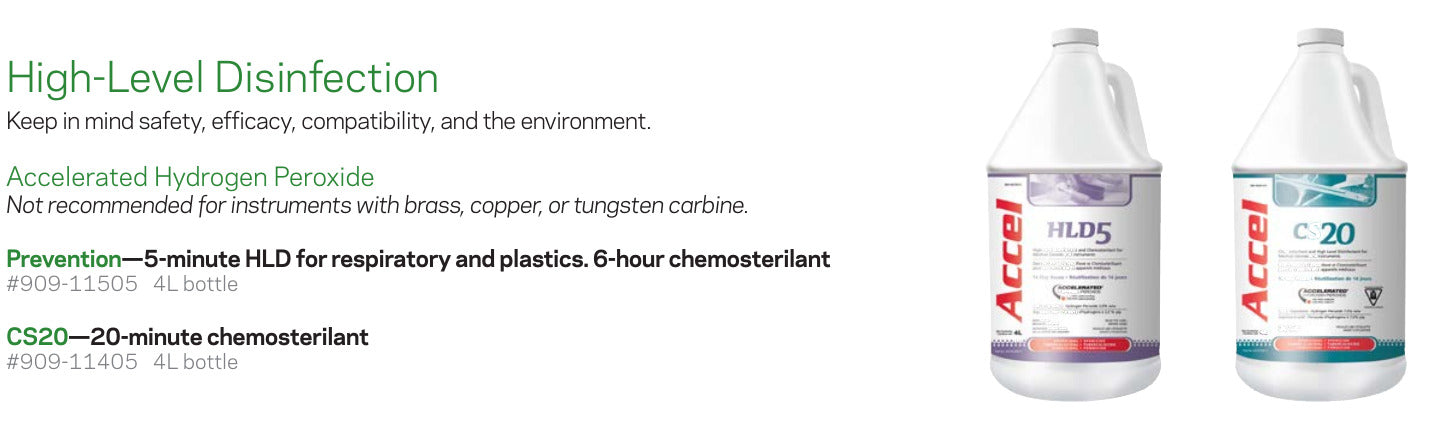 Accelerated hydrogen peroxide HLD5 and CS20 products from Stevens MDR catalogue page 8