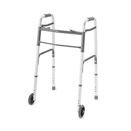 ProBasics Aluminum Two-Button Folding Walker with Wheels product image