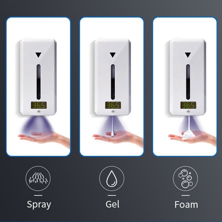 Wall Mounted Automatic Hand Sanitizer Dispenser With Infrared Thermometer